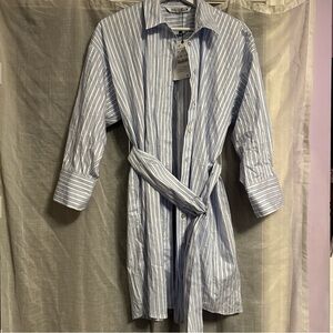 Belted Striped Button-Down